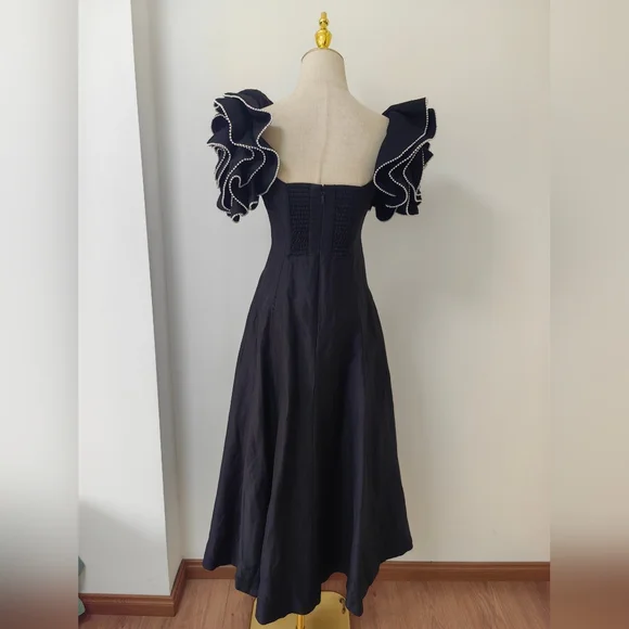 【AJE】パールフリル袖ミディドレスTwyla Midi Dress Twyla Midi Dress | Ivory | Aje – Aje ROW